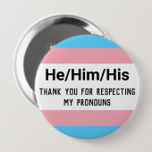 Personalisierte Pronouns He Trans Button (Vorne & Hinten)