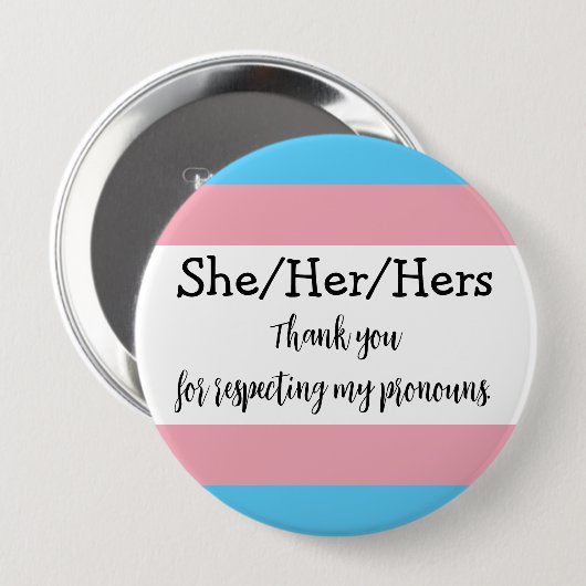 Personalisierte Pronouns She Trans Button (Vorne & Hinten)