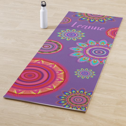 Personalisierte psychedelische Hippy-Mandala-Yoga- Yogamatte (Beispiel)