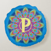Personalisierte psychedelische Rundwurfkissen blu2 Rundes Kissen (Rückseite)