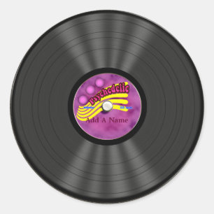 Personalisierte psychedelische Vinylaufzeichnung Runder Aufkleber