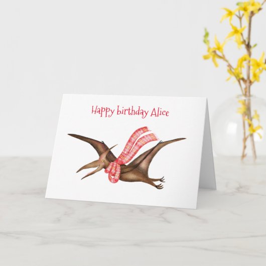 Personalisierte PterodactylGeburtstagskarte Karte (Gelbe Blume)