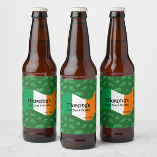 Personalisierte Pub & Eatery Irische Flagge Shamro Bierflaschenetikett