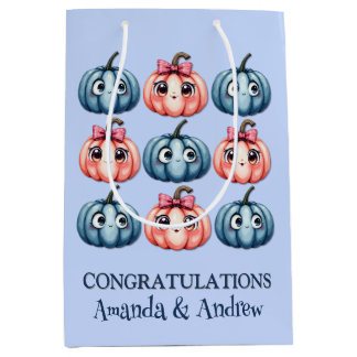 Personalisierte Pumpkin Baby Dusche Blau Mittlere Geschenktüte