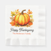 Personalisierte Pumpkin & Herbstlaubs Erntedank Serviette (Vorderseite)