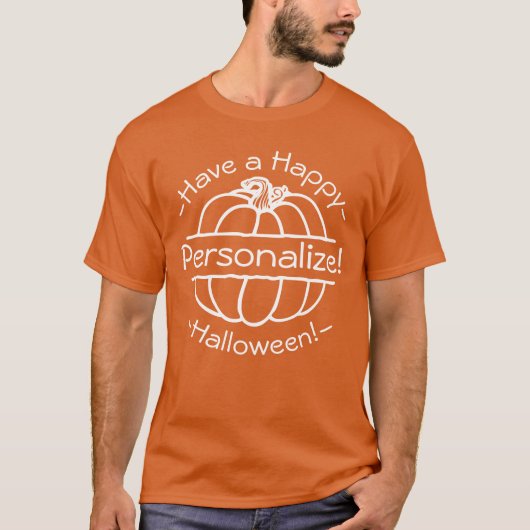 Personalisierte Pumpkin Niedlich Line Kunst T-Shirt (Vorderseite)