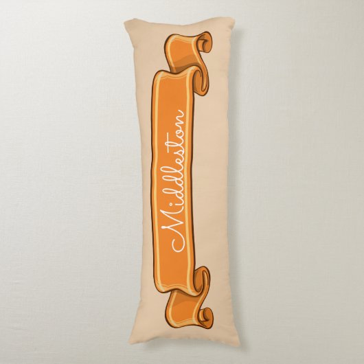 Personalisierte Pumpkin Orange Banner Band auf Cre Seitenschläferkissen (Vorderseite Vertikal)