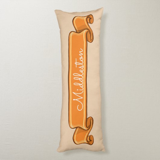 Personalisierte Pumpkin Orange Banner Band auf Cre Seitenschläferkissen (Rückseite (Vertikal))