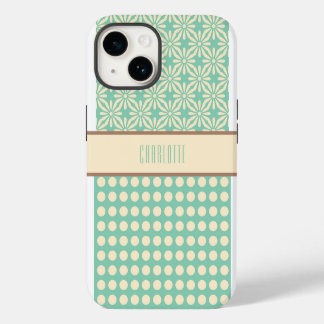 Personalisierte Punkte und Blumen Handyhülle iPhone 14 Hülle
