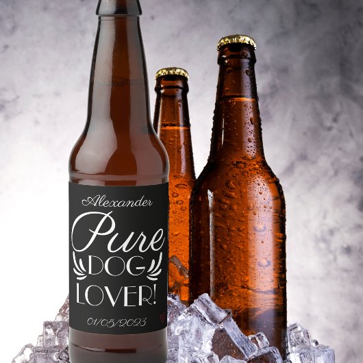 Personalisierte "Pure Dog Lover" Bierflaschenetikett