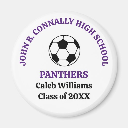 Personalisierte Purple High School Fußballmannscha Magnet (Vorne)