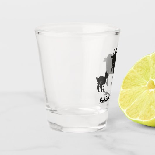 Personalisierte Pygmäen-Ziegenfarm Schnapsglas (Links)