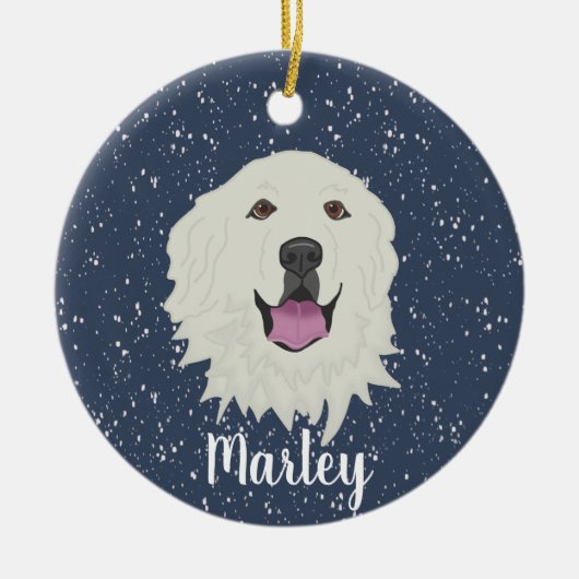 Personalisierte Pyrenäen Keramik Ornament (Vorne)