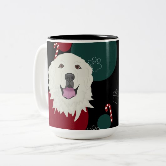Personalisierte Pyrenäen Weihnachten  Zweifarbige Tasse (Vorderseite Links)