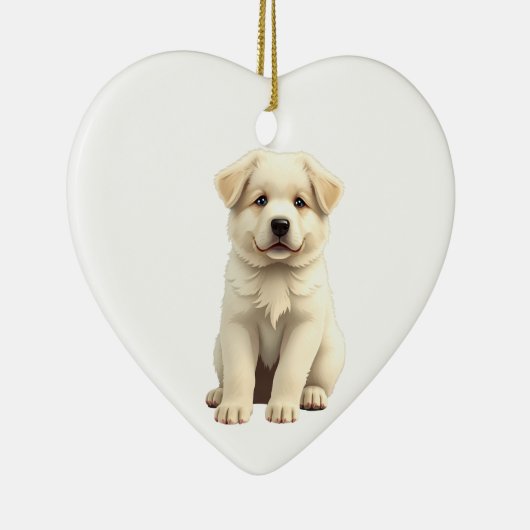 Personalisierte Pyrenäen Welpe Keramik Ornament (Rechts)