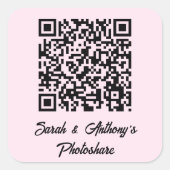 Personalisierte QR-Code-Website für Hochzeiten von Quadratischer Aufkleber (Vorderseite)