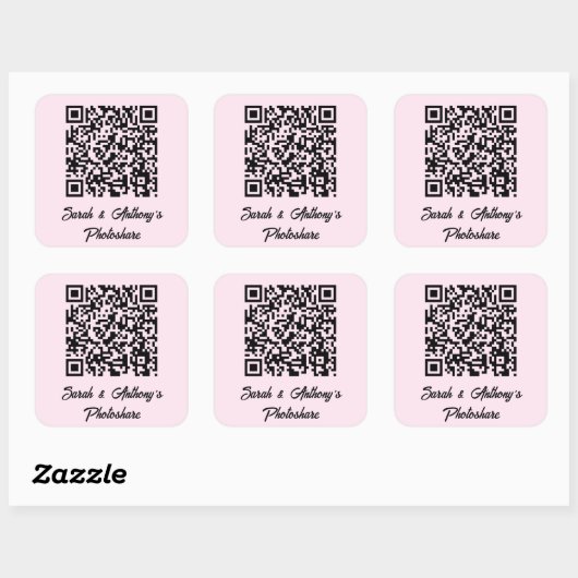 Personalisierte QR-Code-Website für Hochzeiten von Quadratischer Aufkleber (Blatt)