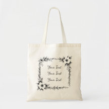 Personalisierte quadratische Blumenrahmen-Tasche