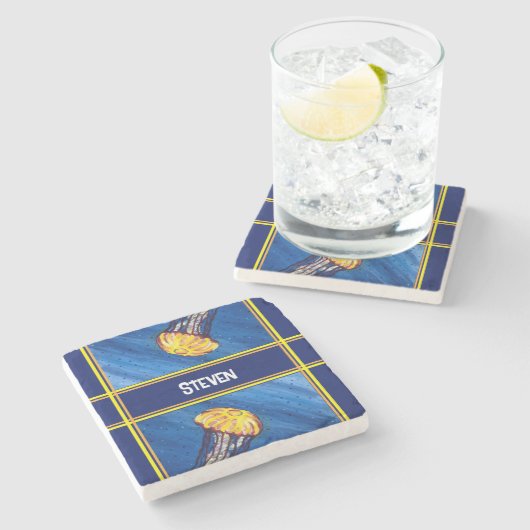 Personalisierte Quallen Steinuntersetzer (Seitenansicht)