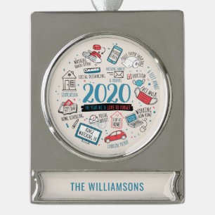 Personalisierte Quarantäne Banner-Ornament Silber