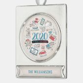 Personalisierte Quarantäne Banner-Ornament Silber (Links)