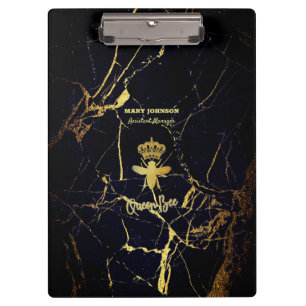 Personalisierte QUEEN BEEN Gold Black Marble Clipb Klemmbrett