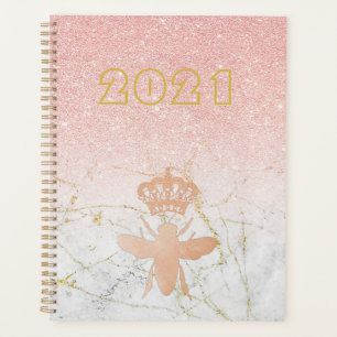 Personalisierte QUEEN BIE Rose Gold Grosses 2021 Planer