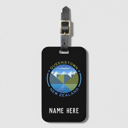 PERSONALISIERTE QUEENSTOWN NEUZEALAND LUGGAGE TAG GEPÄCKANHÄNGER (Vorderseite Vertikal)