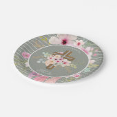 Personalisierte QUINCEANERA-Geschenke - Blumenkreu Pappteller (Schrägansicht)