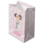 Personalisierte Quirky Bride Groom Geschenktasche Mittlere Geschenktüte (Vorderseite Schrägansicht)