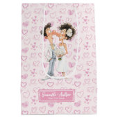 Personalisierte Quirky Bride Groom Geschenktasche Mittlere Geschenktüte (Rückseite)