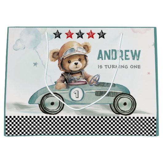 Personalisierte Racing Car Geschenktaschen Große Geschenktüte (Vorderseite)