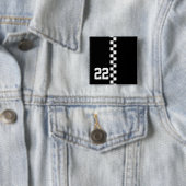 Personalisierte Racing Flag Schwarz-Weiß Button (Beispiel)