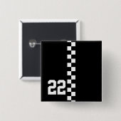 Personalisierte Racing Flag Schwarz-Weiß Button (Vorne & Hinten)