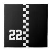 Personalisierte Racing Flag Schwarz-Weiß Fliese (Vorderseite)