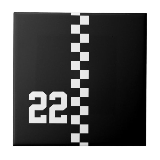 Personalisierte Racing Flag Schwarz-Weiß Fliese (Vorderseite)