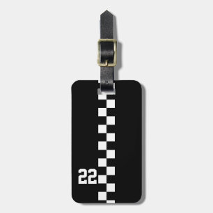 Personalisierte Racing Flag Schwarz-Weiß Gepäckanhänger