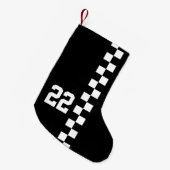 Personalisierte Racing Flag Schwarz-Weiß Kleiner Weihnachtsstrumpf (Vorderansicht (hängend))