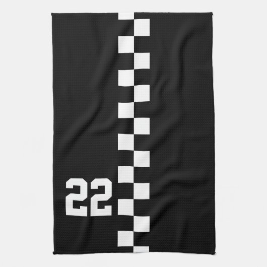 Personalisierte Racing Flag Schwarz-Weiß Küchentuch (Vertikal)