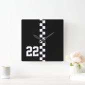 Personalisierte Racing Flag Schwarz-Weiß Quadratische Wanduhr (Zuhause)