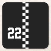 Personalisierte Racing Flag Schwarz-Weiß Rechteckiger Pappuntersetzer (Vorderseite)