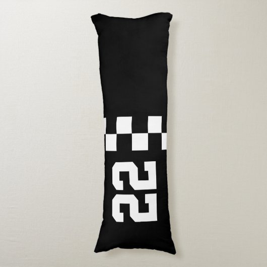 Personalisierte Racing Flag Schwarz-Weiß Seitenschläferkissen (Vorderseite Vertikal)