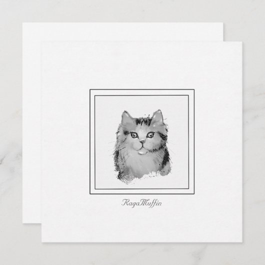 Personalisierte RagaMuffin-Katze Zeichnend auf ein Mitteilungskarte (Vorne/Hinten)