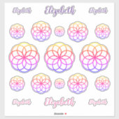 Personalisierte Rainbow Abstrakte Blume Vinyl Aufkleber (Blatt)