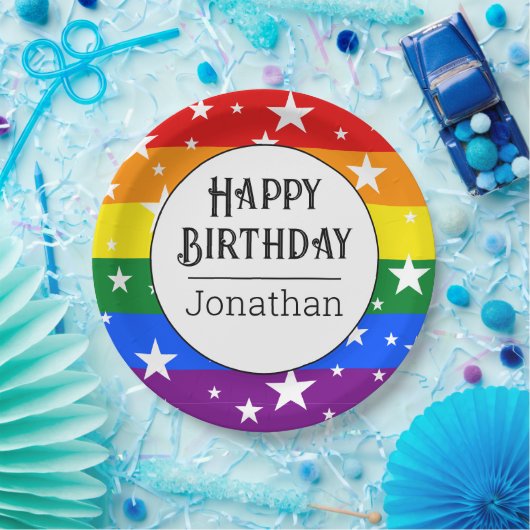 Personalisierte Rainbow-Birthday-Party Pappteller (Party)