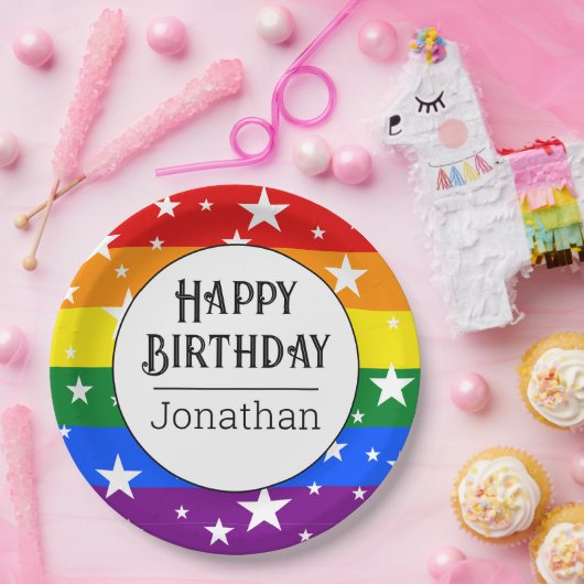 Personalisierte Rainbow-Birthday-Party Pappteller (Party)