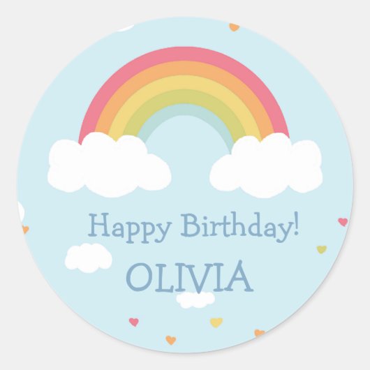 Personalisierte Rainbow Birthday Party Stickers (Vorderseite)