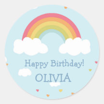 Personalisierte Rainbow Birthday Party Stickers