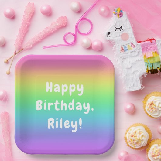 Personalisierte Rainbow Birthday Teller (Party)