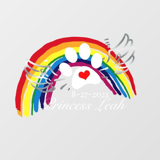 Personalisierte Rainbow Bridge Hunde Fensteraufkleber (Blatt)